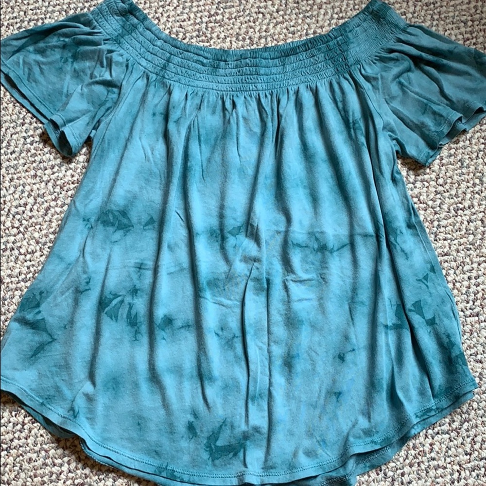 Express teal tie dye off the shoulder top size S